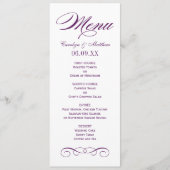 Elegante Paarse Rol Huwelijksmonogram Menu (Voorkant)