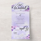 Elegante Paarse romantische kalligrafie De bruilof All In One Uitnodiging (Binnen)