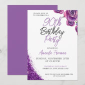 Elegante Paarse Roos 90ste verjaardag Kaart (Voorkant / Achterkant)