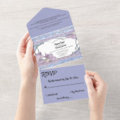 Elegante  Paarse Roos delicate bruiloft All In One Uitnodiging (Afscheurbaar)