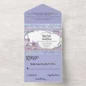 Elegante  Paarse Roos delicate bruiloft All In One Uitnodiging (Binnen)