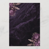 Elegante Paarse Roos gouden bloemenbruiloft Menu (Achterkant)