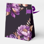 Elegante paarse roos gouden pioenen bloemverjaarda bedankdoosjes (Achterkant)