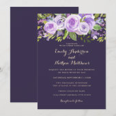 Elegante Paarse Roos Lavendel Bloemen Huwelijk Kaart (Voorkant / Achterkant)