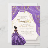 Elegante Paarse Royal Fairytale Quinceanera Kaart (Voorkant)