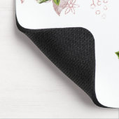 Elegante paarse roze bloem witte monogram muismat (Hoek)