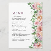 Elegante Paarse & Roze Bloemen Wedding Menu (Voorkant)