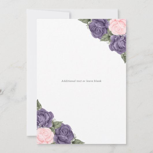 Elegante Paarse roze bloemige foto herdenkingsdien Kaart (Achterkant)