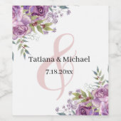 Elegante paarse roze botanische bruiloft wijn etiket (Enkel label)