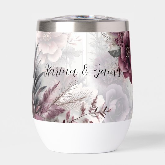 Elegante paarse, roze en kastanjebruine bloemen (Voorkant)