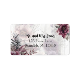 Elegante paarse, roze en kastanjebruine bloemen etiket