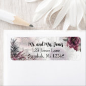 Elegante paarse, roze en kastanjebruine bloemen etiket (Insitu)