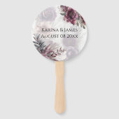 Elegante paarse, roze en kastanjebruine bloemen handwaaier (Voorkant)