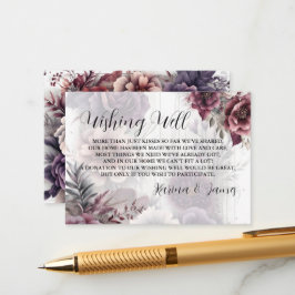 Elegante paarse, roze en kastanjebruine bloemen informatiekaartje