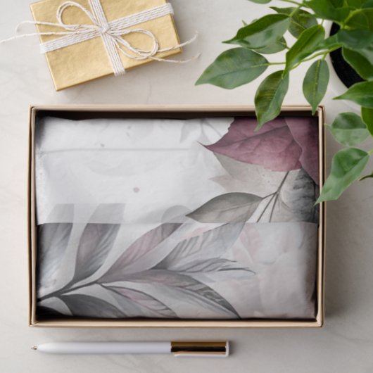 Elegante paarse, roze en kastanjebruine bloemen tissuepapier (Geschenk)