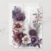 Elegante paarse, roze en kastanjebruine bloemenbru kaart (Achterkant)