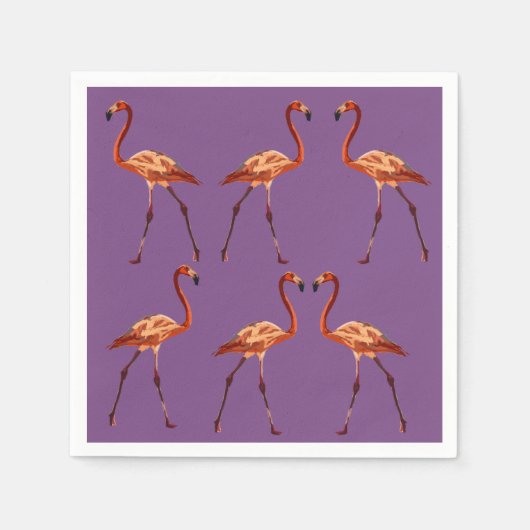Elegante Paarse roze flamingo servetten (Voorkant)