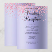 Elegante Paarse Roze Glitter Trouwreceptie  Kaart (Voorkant / Achterkant)