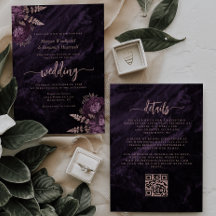 Elegante paarse roze gouden bloemencode QR-huwelij