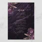 Elegante Paarse Roze Gouden Bloemige Bruiloft Menu (Voorkant)