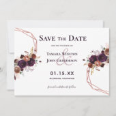 Elegante Paarse Roze Gouden Bloemige Geometrische  Save The Date (Voorkant)