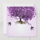 Elegante Paarse Roze Hartblad Boom Bruiloft Kaart (Achterkant)
