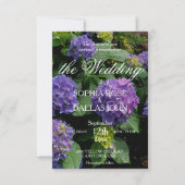 Elegante paarse roze hortensia bruiloft sjabloon kaart (Voorkant)