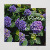 Elegante paarse roze hortensia bruiloft sjabloon kaart (Voorkant / Achterkant)
