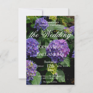 Elegante paarse roze hortensia bruiloft sjabloon kaart