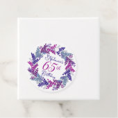 Elegante Paarse Roze Krans 65e Verjaardag Bedankjes Labels (In situ)