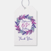 Elegante Paarse Roze Krans 65e Verjaardag Cadeaulabel (Voorkant)