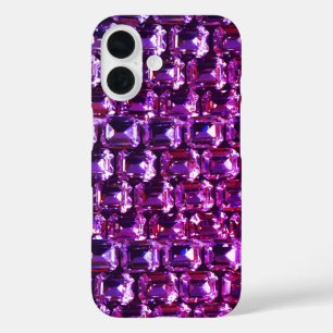 Elegante paarse roze magenta edelstenen diamanten iPhone 16 hoesje