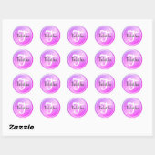 Elegante Paarse Roze Ombre Monogram Naam Ronde Sticker (Vel)
