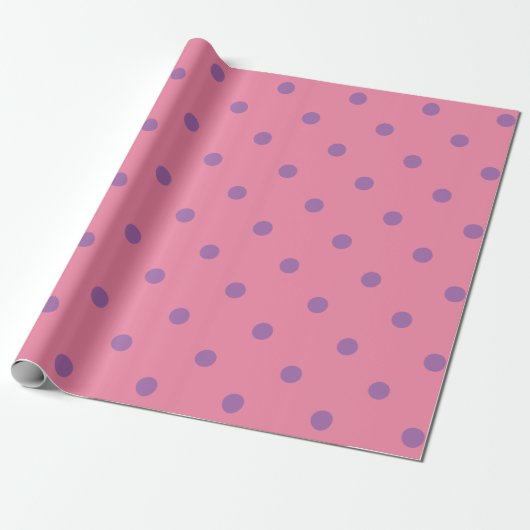 Elegante paarse roze stippen cadeaupapier (Uitgerold)