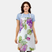 Elegante paarse roze waterverf bloemen schort (Gedragen)