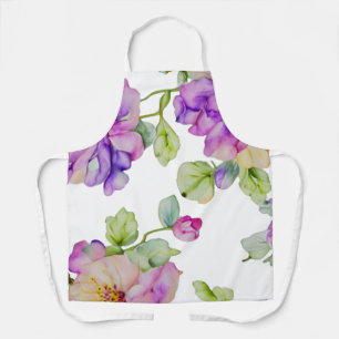 Elegante paarse roze waterverf bloemen schort