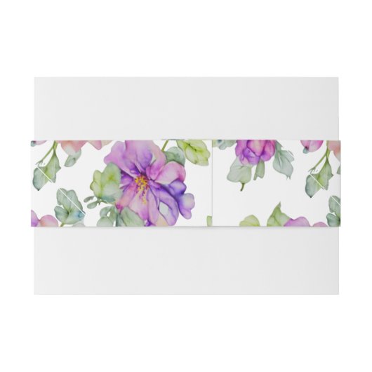 Elegante paarse roze waterverf bloemen uitnodigingen wikkel (Achterkant Voorbeeld)