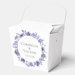 Elegante paarse rozen bloemige winterbruiloft bedankdoosjes