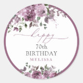 Elegante Paarse Rozen elke leeftijd verjaardagsfee Ronde Sticker (Voorkant)
