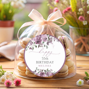 Elegante Paarse Rozen elke leeftijd verjaardagsfee Ronde Sticker