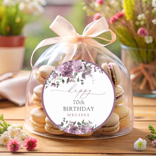 Elegante Paarse Rozen elke leeftijd verjaardagsfee Ronde Sticker