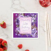 Elegante paarse rozen verjaardagsfeest monogrammed servet (Insitu)