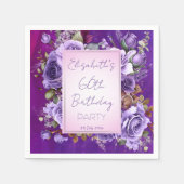 Elegante paarse rozen verjaardagsfeest monogrammed servet (Voorkant)