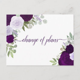 Elegante Paarse Rozen Wijziging van Huwelijksplann Aankondigingskaart