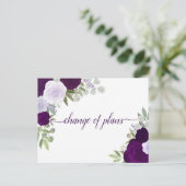 Elegante Paarse Rozen Wijziging van Trouwplannen Aankondigingskaart (Staand voorkant)
