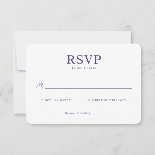 Elegante Paarse RSVP Kaart (Voorkant)