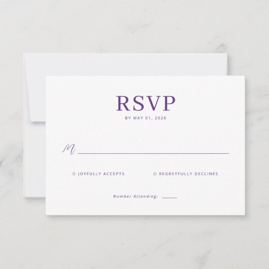 Elegante Paarse RSVP Kaart (Voorkant)