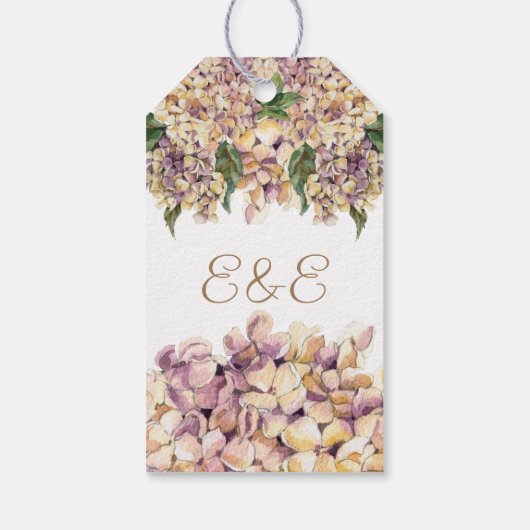 Elegante Paarse rustieke Hydrangea Favor label Cadeaulabel (Achterkant)
