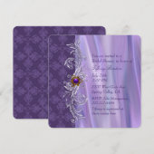 Elegante Paarse satijn en Damask Vrijgezellenfeest Kaart (Voorkant / Achterkant)