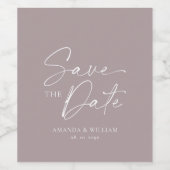 Elegante paarse save-the-date-wijnlabel wijn etiket (Enkel label)